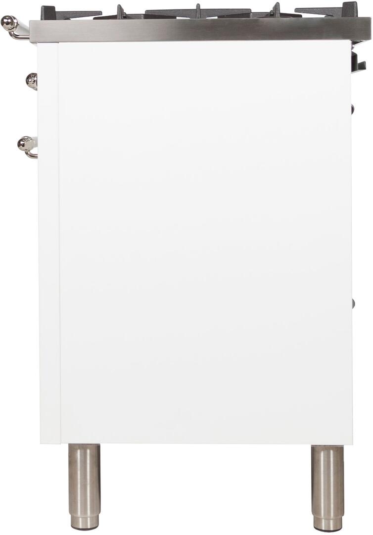 ILVE 30 in. Nostalgie Series Single Oven Natural Gas Burner and Electric Oven Range in White with Chrome Trim, UPN76DMPBXNG
