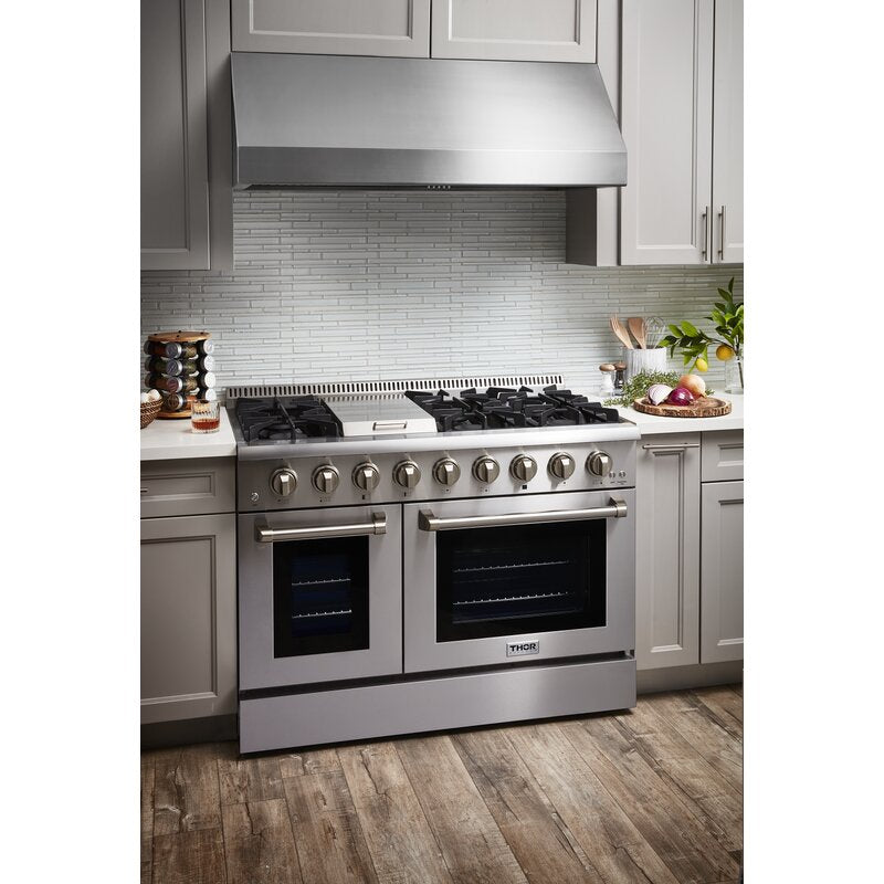 Thor Kitchen 48 in. Propane Gas Burner Electric Oven 6.7 cu. ft. Range in Stainless Steel HRD4803ULP