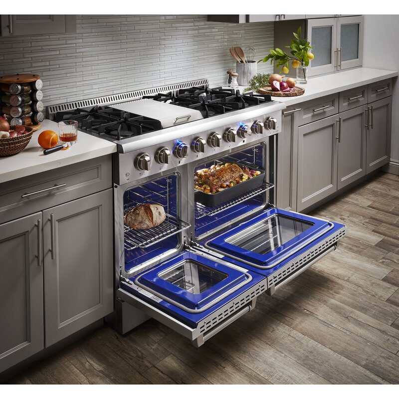 Thor Kitchen 48 in. Natural Gas Burner/Electric Oven 6.7 cu. ft. Range in Stainless Steel, HRD4803U | Premium Home Source