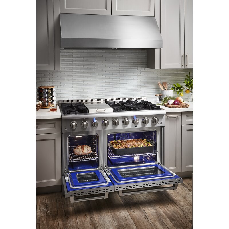 Thor Kitchen 48 in. Natural Gas Burner/Electric Oven 6.7 cu. ft. Range in Stainless Steel, HRD4803U | Premium Home Source