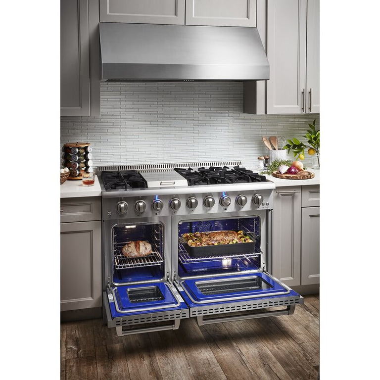 Thor Kitchen 48 in. Propane Gas Burner/Electric Oven 6.7 cu. ft. Range in Stainless Steel, HRD4803ULP