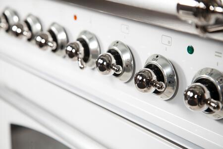 ILVE 40 in. Nostalgie Series Propane Gas Burner and Electric Oven Range in Antique White with Chrome Trim, UPDN100FDMPAXLP