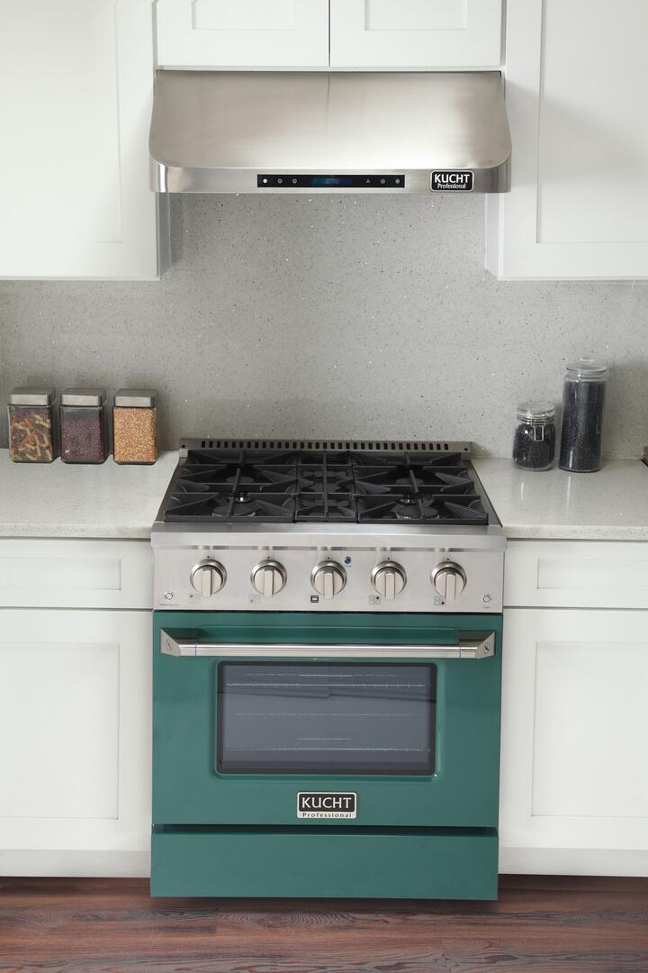 Kucht Professional 30 in. 4.2 cu ft. Natural Gas Range with Green Door and Silver Knobs, KNG301-G