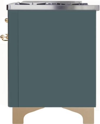 ILVE Majestic II 60" Natural Gas Burner, Electric Oven Range in Blue Grey with Brass Trim, UM15FDNS3BGGNG