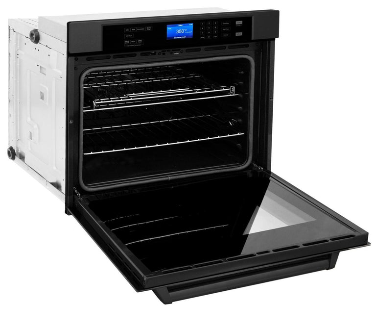 ZLINE Kitchen Appliance Package with 36 in. Black Stainless Steel Rangetop and 30 in. Single Wall Oven, 2KP-RTBAWS36