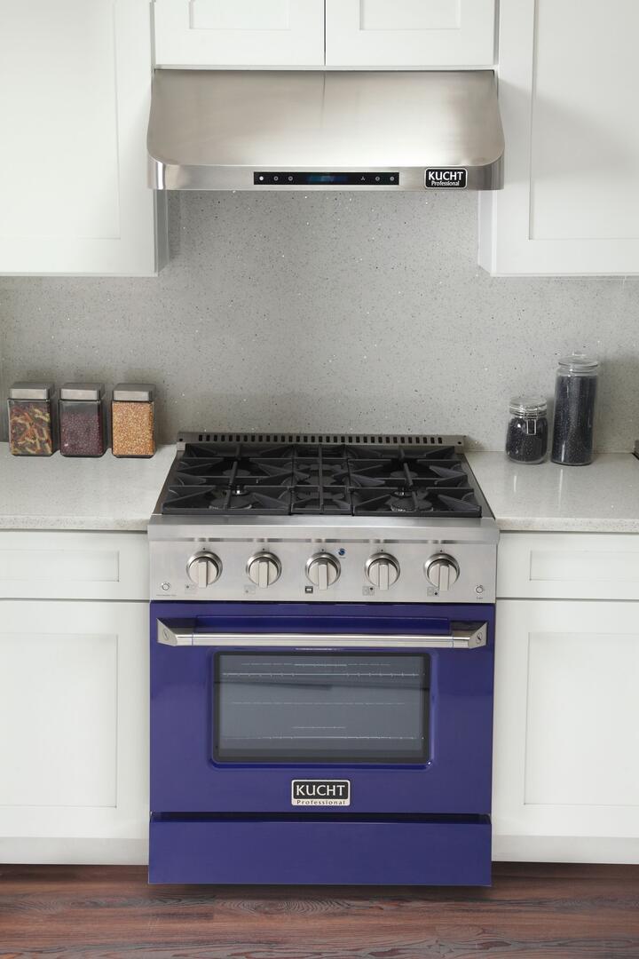 Kucht Professional 30 in. 4.2 cu ft. Natural Gas Range with Blue Door and Silver Knobs, KNG301-B