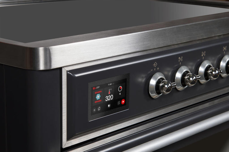 ILVE 36 in. Majestic II Series Electric Induction and Electric Oven Range with 5 Elements in Matte Graphite with Chrome Trim, UMI09NS3MGC