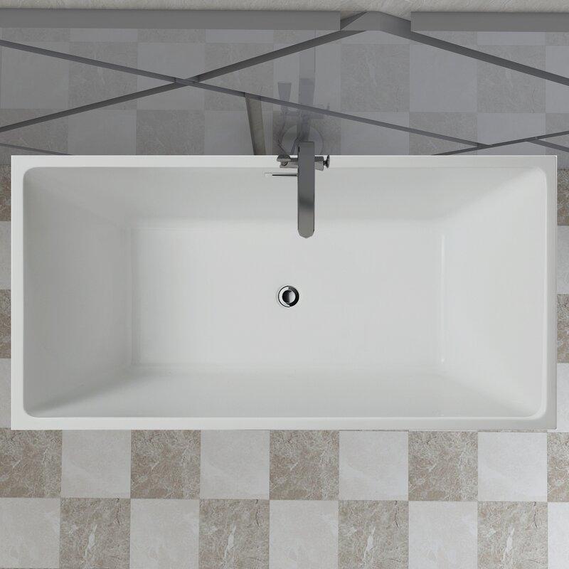 Talence 59 in. Acrylic Flatbottom Freestanding Bathtub in White Talence 59 in. Acrylic Flatbottom Freestanding Bathtub in White