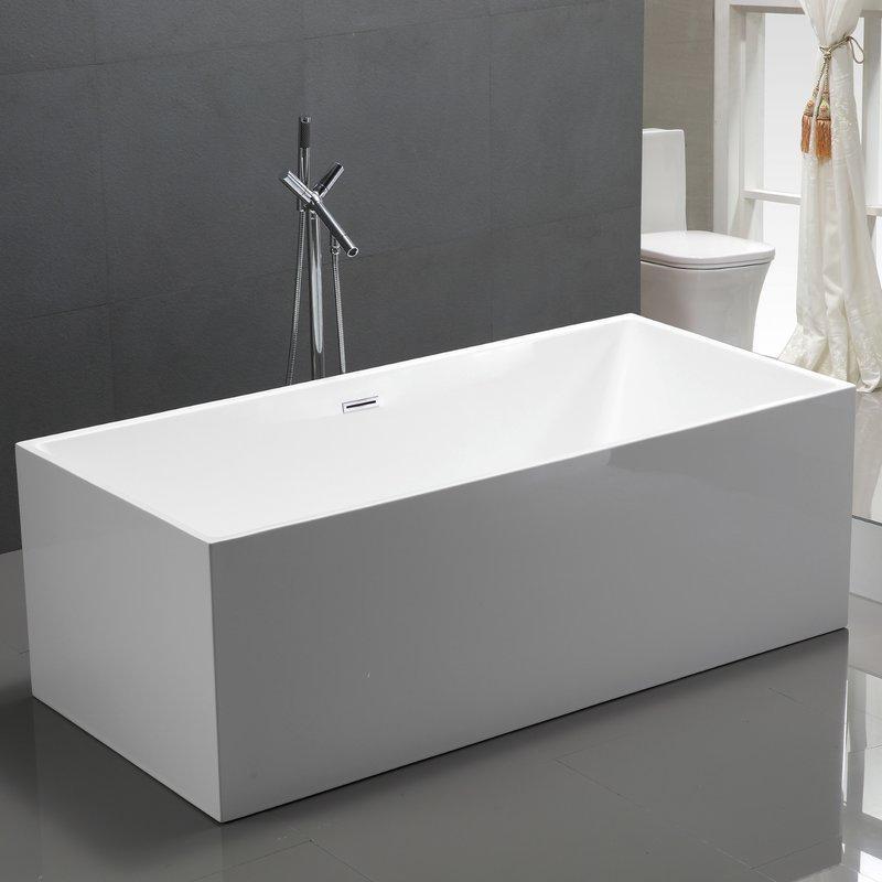 Talence 59 in. Acrylic Flatbottom Freestanding Bathtub in White Talence 59 in. Acrylic Flatbottom Freestanding Bathtub in White