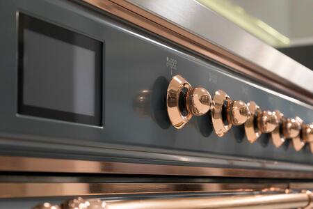 ILVE Majestic II 60" Natural Gas Burner, Electric Oven Range in Blue Grey with Copper Trim, UM15FDNS3BGPNG