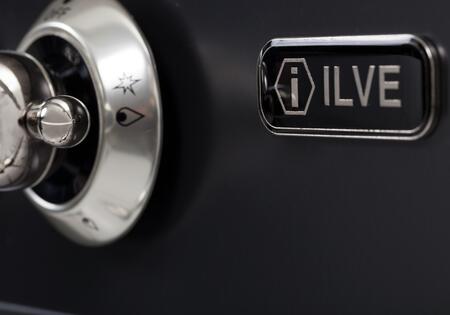 ILVE 48 in. Nostalgie Series Natural Gas Burner and Electric Oven Range in Glossy Black with Chrome Trim, UPN120FDMPNXNG
