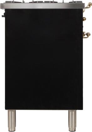 ILVE 48 in. Nostalgie Series Natural Gas Burner and Electric Oven Range in Glossy Black with Chrome Trim, UPN120FDMPNXNG