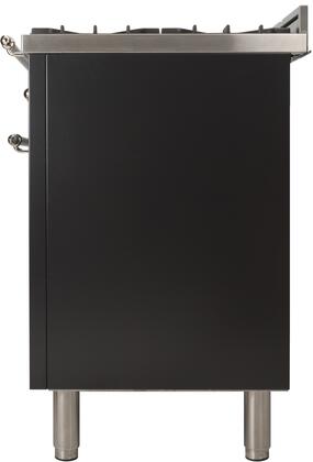 ILVE 48 in. Nostalgie Series Natural Gas Burner and Electric Oven Range in Glossy Black with Chrome Trim, UPN120FDMPNXNG