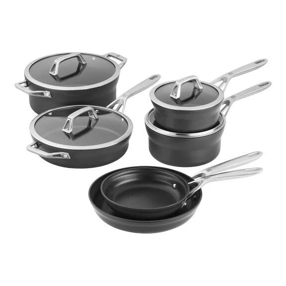 ZWILLING 10pc Aluminum Hard Anodized Nonstick Cookware Set, Motion Series