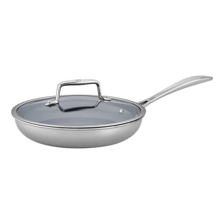 ZWILLING 2pc Stainless Steel Ceramic Nonstick Fry Pan with Lid Set, Clad CFX Series
