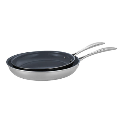 ZWILLING 2pc Stainless Steel Ceramic Nonstick Fry Pan Set, Clad CFX Series
