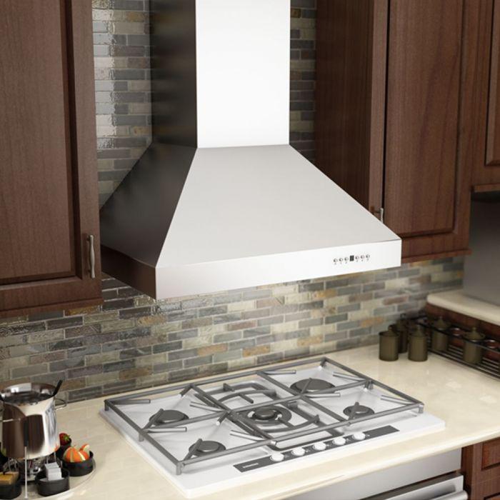 ZLINE 42 in. Professional Ducted Wall Mount Range Hood in Stainless Steel with Crown Molding, 667CRN-42
