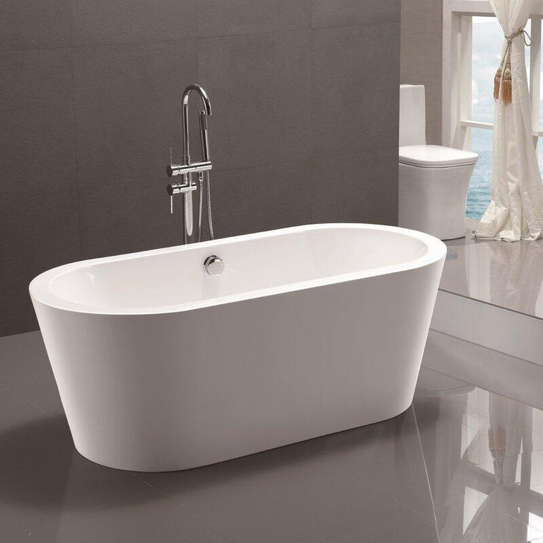 Vanity Art Lorient 67 in. Acrylic Flatbottom Freestanding Bathtub in White, VA6812