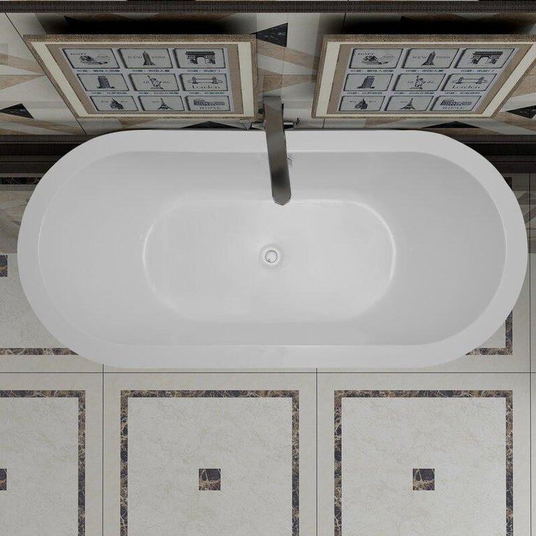 Vanity Art Lorient 67 in. Acrylic Flatbottom Freestanding Bathtub in White, VA6812