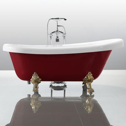 Vanity Art 67 in. x 31.5 in. Freestanding Soaking Bathtub in Red and White, VA6311-RL