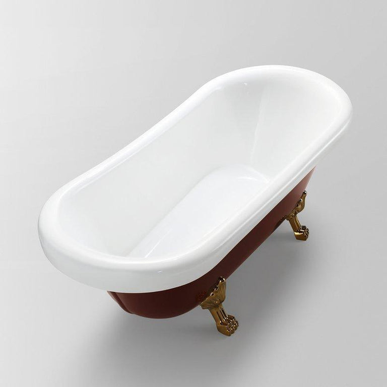 Vanity Art 67 in. x 31.5 in. Freestanding Soaking Bathtub in Red and White, VA6311-RL