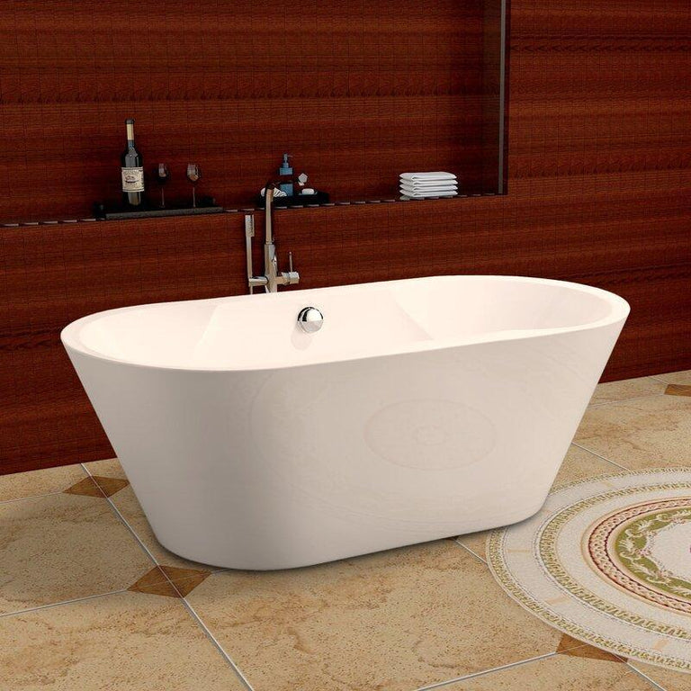 Vanity Art Beziers 67 in. Acrylic Flatbottom Freestanding Bathtub in White, VA6804