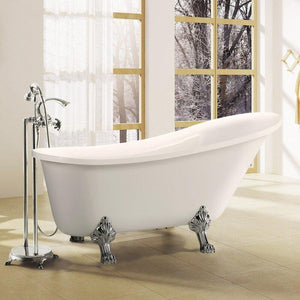 Vanity Art Freestanding White Acrylic 69-Inch Claw Foot Soaking Bathtub, VA6310-L