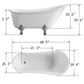 Vanity Art Freestanding White Acrylic 69-Inch Claw Foot Soaking Bathtub, VA6310-L