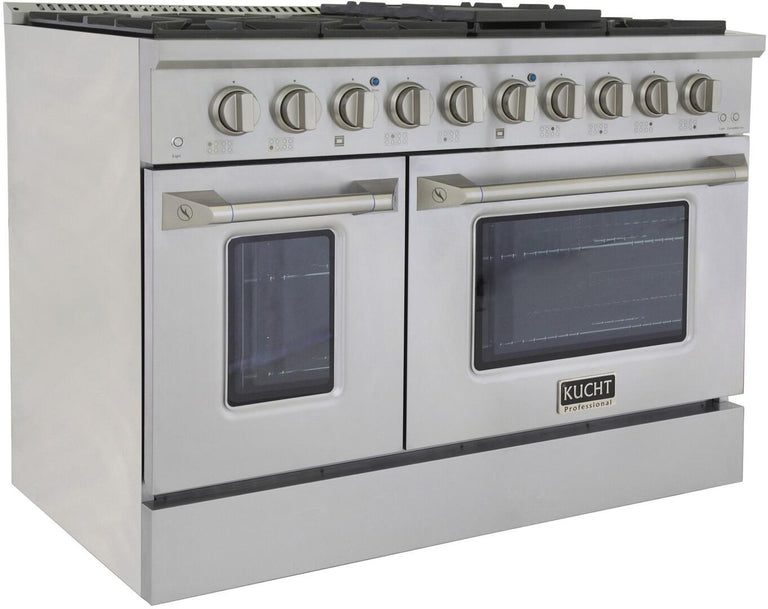 Kucht Professional 48 in. 6.7 cu ft. Natural Gas Range with Silver Knobs, KNG481-S