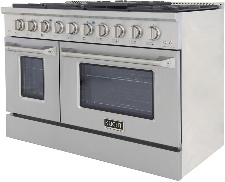 Kucht Professional 48 in. 6.7 cu ft. Natural Gas Range with Silver Knobs, KNG481-S