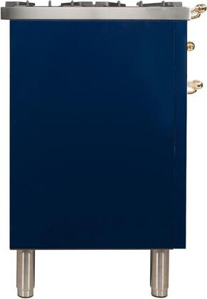 ILVE 48 in. Nostalgie Series Natural Gas Burner and Electric Oven Range in Midnight Blue with Brass Trim, UPN120FDMPBLNG