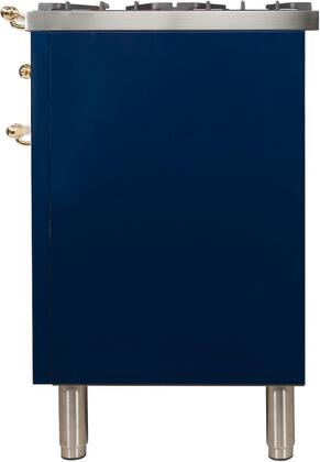 ILVE 48 in. Nostalgie Series Natural Gas Burner and Electric Oven Range in Midnight Blue with Brass Trim, UPN120FDMPBLNG