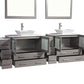 Vanity Art 108 in. Double Sink Vanity Cabinet with Ceramic Vessel Sink & Mirror - Grey, VA3136-108G