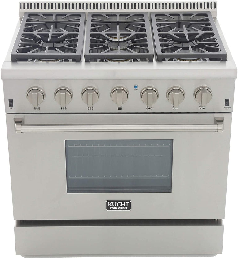 Kucht Professional 36 in. 5.2 cu ft. Natural Gas Range with Silver Knobs, KRG3618U-S