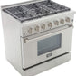 Kucht Professional 36 in. 5.2 cu ft. Natural Gas Range with Silver Knobs, KRG3618U-S