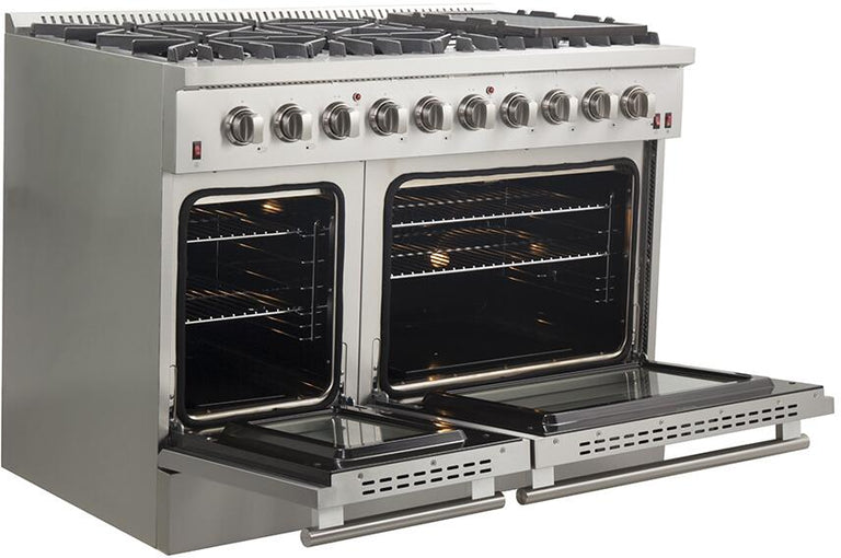 Forno 48" Freestanding Gas Range with 8 Sealed Burners in Stainless Steel, FFSGS6244-48