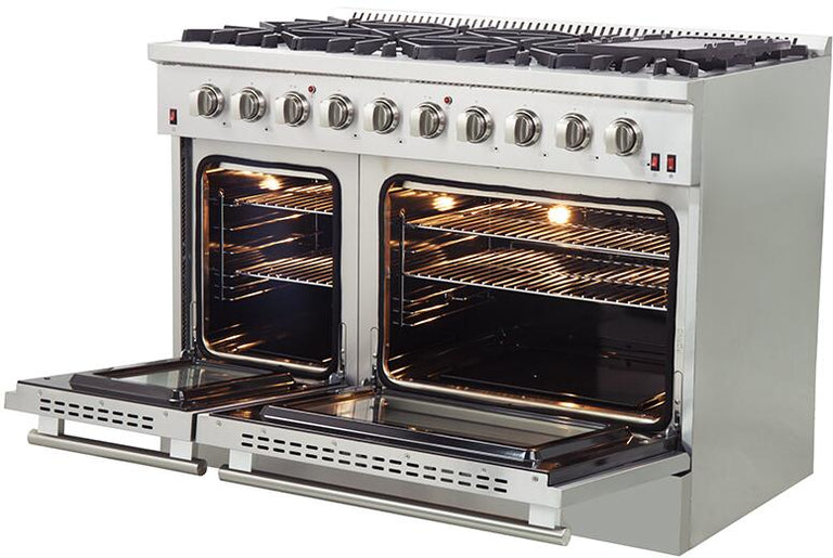 Forno Appliance Package - 48 Inch Gas Range, Wall Mount Range Hood, Dishwasher, AP-FFSGS6244-48-2