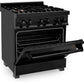 ZLINE 30 in. Professional Gas Burner/Electric Oven in Black Stainless Steel with Brass Burners, RAB-BR-30
