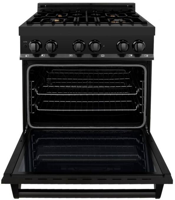 ZLINE 30 in. Professional Gas Burner/Electric Oven in Black Stainless Steel with Brass Burners, RAB-BR-30