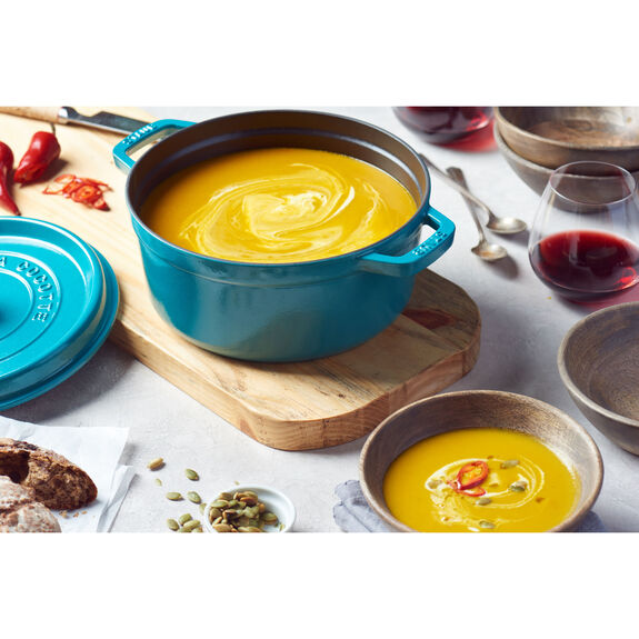 Staub 4 Qt. Cast Iron Round Dutch Oven in Turquoise