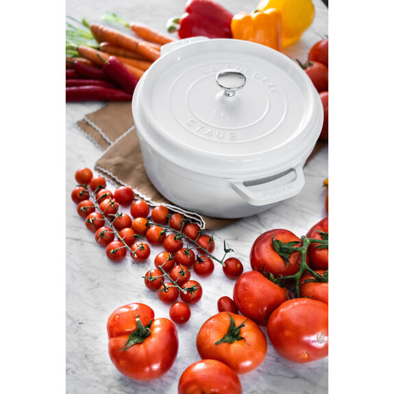 Staub 7 Qt. Cast Iron Round Dutch Oven in White