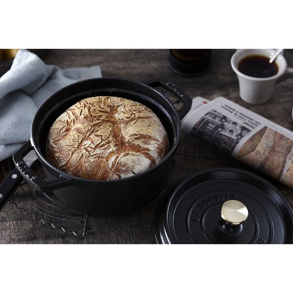 Staub 1.25 Qt. Cast Iron Round Dutch Oven in Black