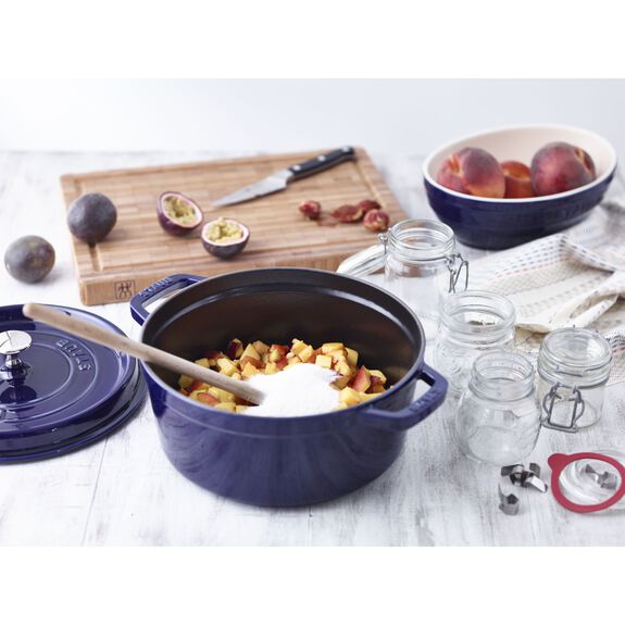 Staub 5.5 Qt. Cast Iron Round Dutch Oven in Dark Blue