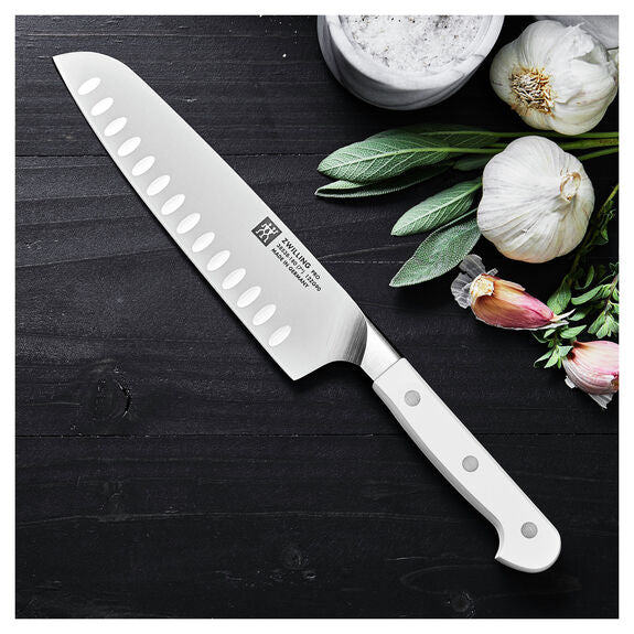 ZWILLING 7" SLIM Hollow Edge Santoku Knife, Pro Le Blanc Series