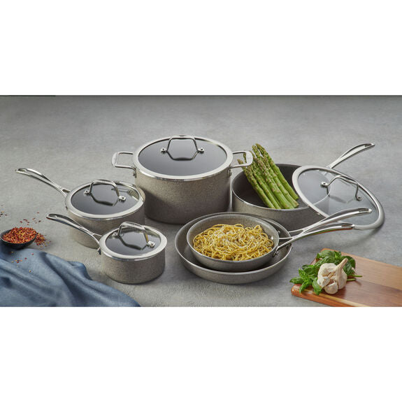 Henckels Capri Notte Granitium 10-Piece Nonstick Cookware Set, Black