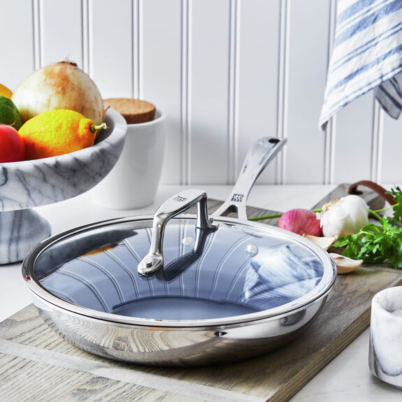 ZWILLING 2pc Stainless Steel Ceramic Nonstick Fry Pan with Lid Set, Clad CFX Series