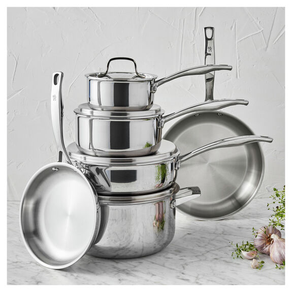 Henckels 10pc Stainless Steel Polished Interior Cookware Set, RealClad Series