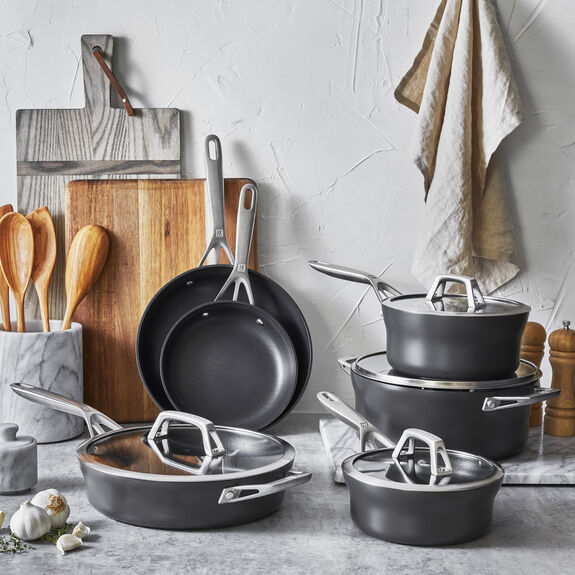 ZWILLING 10pc Aluminum Hard Anodized Nonstick Cookware Set, Motion Series