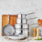 Henckels 10pc Stainless Steel Ceramic Nonstick Cookware Set, Clad Alliance Series