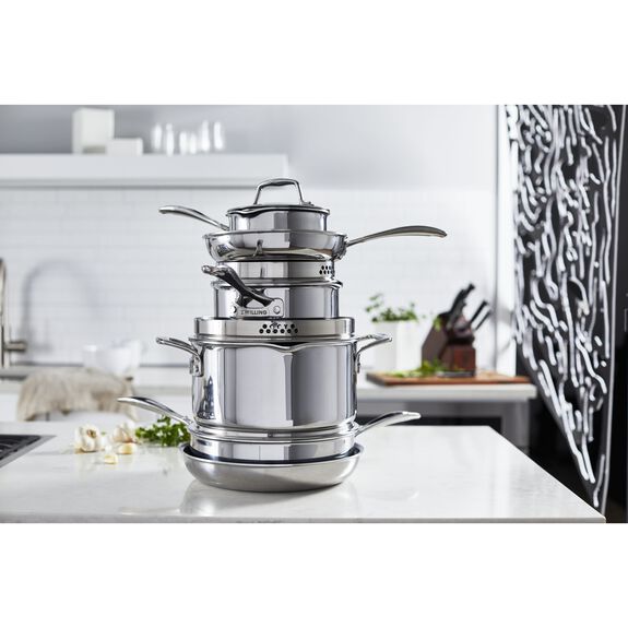 ZWILLING 10pc Stainless Steel Ceramic Nonstick Cookware Set, Clad CFX Series